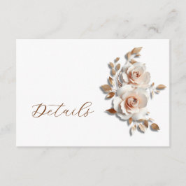 Rose Gold 3D Floral Wedding Details Begleitkarte