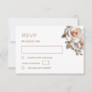 Rose Gold 3D Rosen Hochzeit RSVP Karte