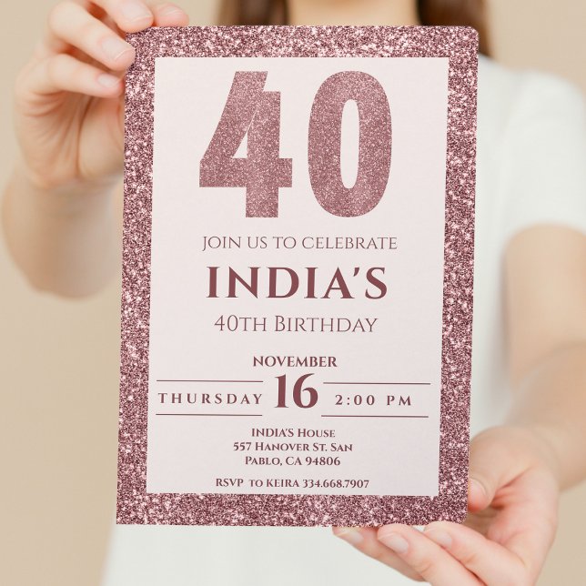 Rose Gold 40. Geburtstag Einladung (Von Creator hochgeladen)