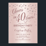 Rose Gold 40. Geburtstag Party Einladung<br><div class="desc">40. Geburtstag Party Einladung Elegantes Design mit Imitate Glitzer Rose Gold und Folie Effekt. Funkelnd Glitzer Diamanten Konfetti und stilvolle Drehbuch-Schriftart einladen Karte. Das Glam ist rot und weiß. Feiert bis 40 Jahre! Bitte schreiben Sie mir,  wenn Sie weitere Anpassungen benötigen.</div>