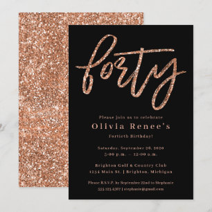 Rose Gold 40th Birthday Invitation Modèle