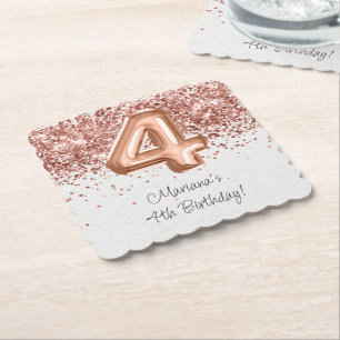 Rose Gold 4. Geburtstagsfeier Untersetzer