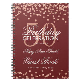 Rose Gold 50 Anniversaire Livre d'hôtes Confetti B