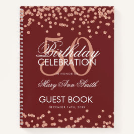 Rose Gold 50 Anniversaire Livre d'or Confetti Bour