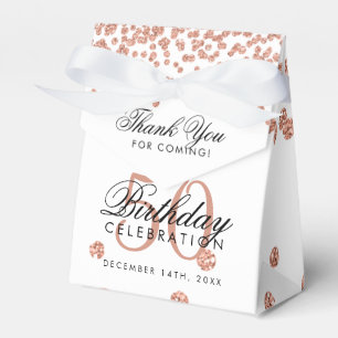 Rose Gold 50. Geburtstag Danke Confetti White Geschenkschachtel