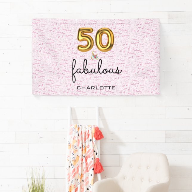 Rose Gold 50 und fabelhafte Moderne Geburtstag Banner (Insitu)