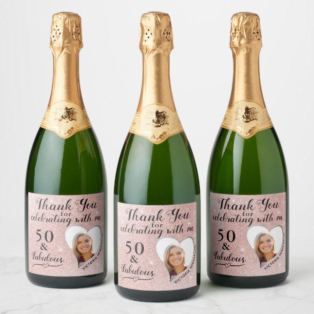 Rose Gold 50 und fabelhaftes Glam Birthday Vielen  (Flaschen)