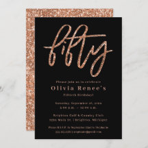 Rose Gold 50th Birthday Invitation Modèle