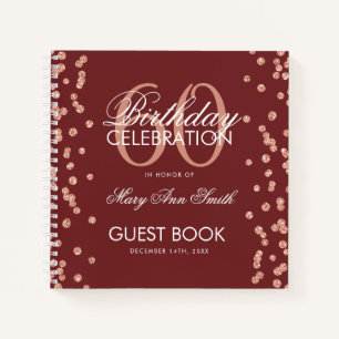 Rose Gold 60 Anniversaire Livre d'or Confetti Bour