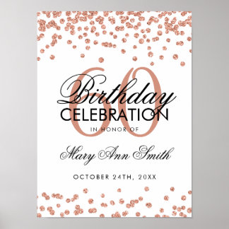 Rose Gold 60. Geburtstag Glitzer Confetti White Poster