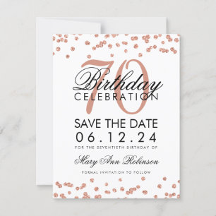 Rose Gold 70. Geburtstag Rett Datum Confetti Save The Date