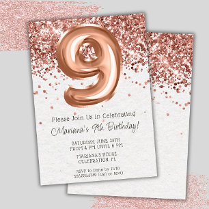 Rose Gold 9e Anniversaire Fête Invitation