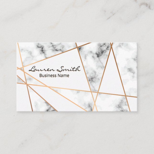 Rose Gold Abstrakte Metalllinien | Marmor Visitenkarte (Vorderseite)