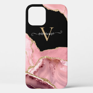 Rose Gold Achat Glitter Monogramm Case-Mate iPhone Hülle