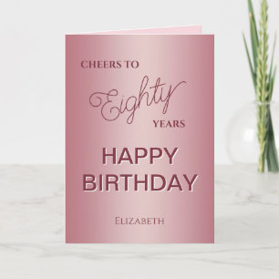 Rose Gold Achtzigster Geburtstag Karte