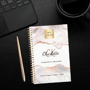 Rose gold agate monogram Logo Business 2025 Planer
