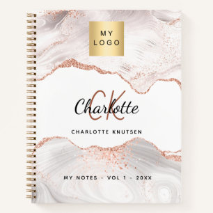 Rose Gold-Age-Logo monogramm elegantes Geschäft Notizbuch
