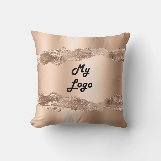 Rose Gold Age Marmorname Firmenlogo Kissen (Vorderseite)
