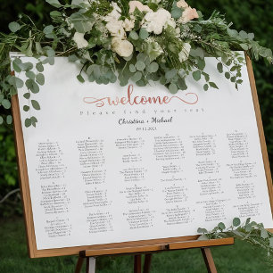 Rose Gold Alphabetical Wedding Seating Chart Poster