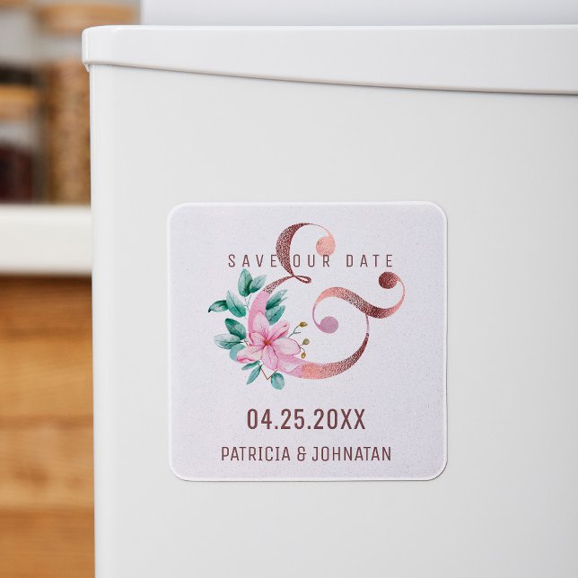 Rose Gold Ampere und Blumenhochzeit speichern das  Magnet (Von Creator hochgeladen)