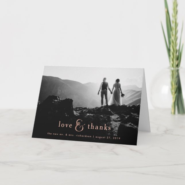 Rose Gold Ampersand | Foto Vielen Dank Dankeskarte (Vorderseite)