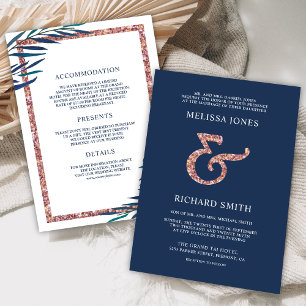 Rose Gold Ampersand und Hochzeit für das blaue Lea Einladung