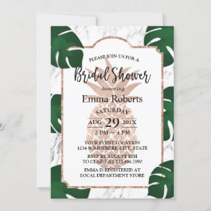 Rose Gold Ananas Brautparty Trendy Marble Einladung