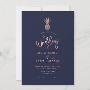 Rose Gold Ananas+DIY Blue Wedding Einladungen