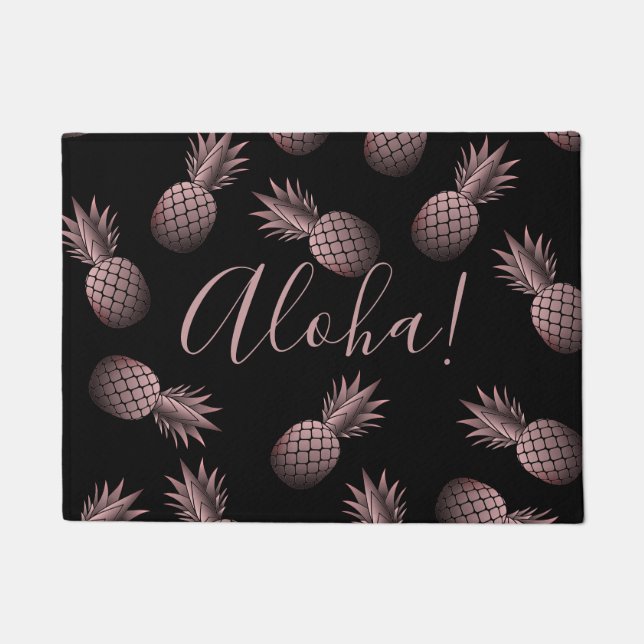 Rose Gold Ananas Hawaiian Aloha Fußmatte (Vorderseite)