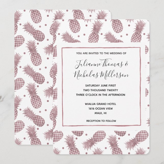 Rose Gold Ananas Hochzeiten Einladungen (Vorne/Hinten)