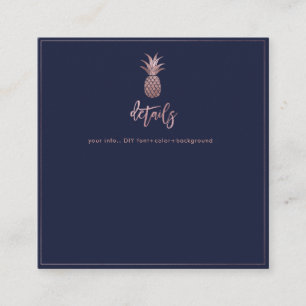 Rose Gold Ananas Hochzeitskarten Quadratische Visitenkarte