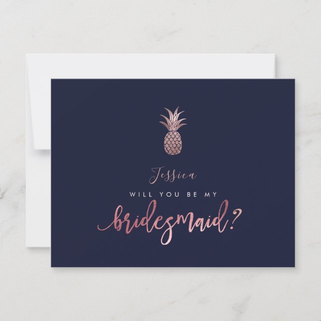 Rose Gold Ananas sind meine Bridesmaid Card Save The Date (Vorderseite)