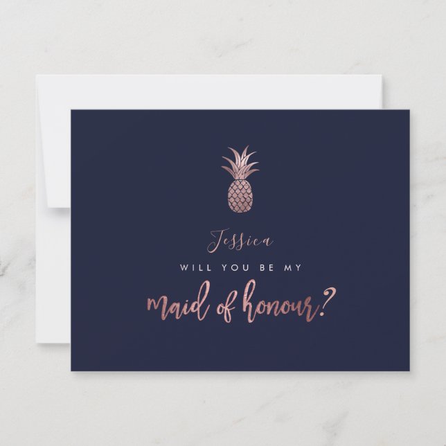 Rose Gold Ananas Werden Sie meine Trauzeugin sein Save The Date (Vorderseite)