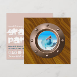 Rose Gold and Blush Nautical Graduation Photo Invi Einladung