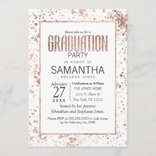 Rose Gold and Paint Spritzers Graduation Party Einladung