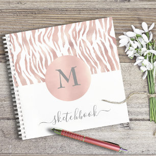 Rose Gold Animal Print Glam Monogram Sketchbook Notizbuch