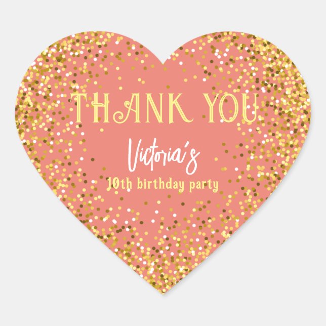 Rose Gold Anniversaire Merci Coeur Sticker (Devant)