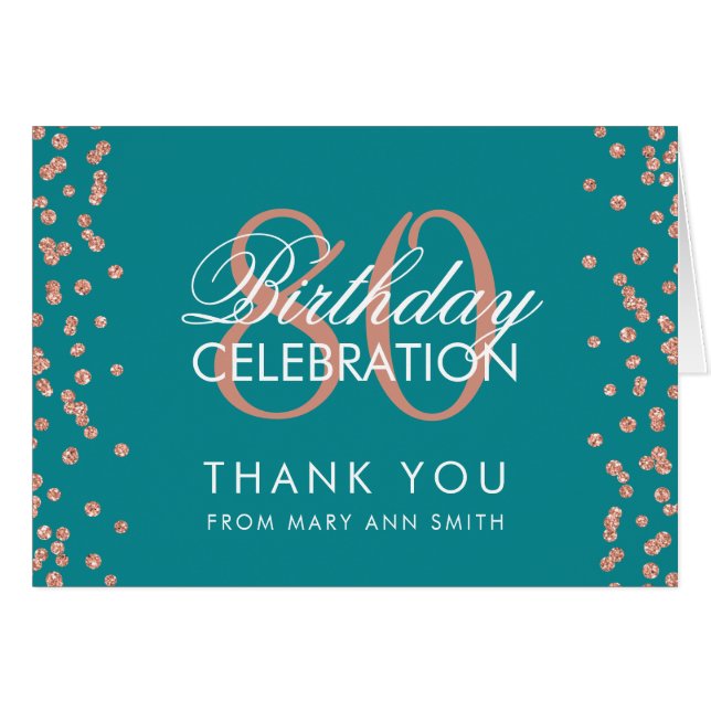 Rose Gold Aquamarin 80. Geburtstag Vielen Dank Gli (Vorderseite (Horizontal))