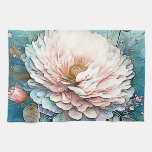 Rose Gold Aquamarin Bloom Art Geschirrtuch