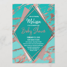 Rose Gold Aquamariner grüner Marmor Diamant Babydu Einladung