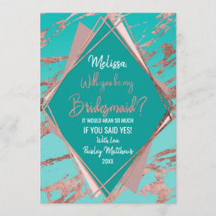 Rose Gold Aquamariner grüner Marmor Diamant Brides Einladung
