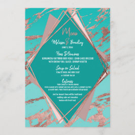 Rose Gold Aquamariner grüner Marmor Menükarte