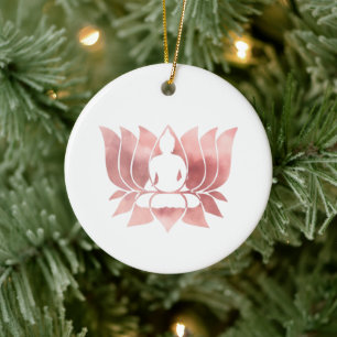 Rose Gold Aquarell Textur Buddha Meditation Zen Keramik Ornament