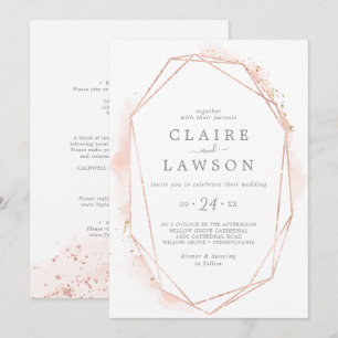 Rose Gold Aquarellfarbe Geometrisch alles in einer Einladung