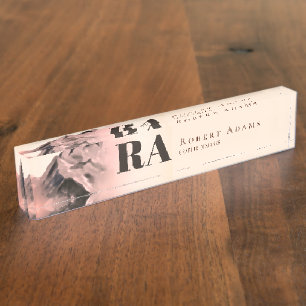 Rose Gold Aquarellgebirge Abstrakt Monogramm Namensplakette