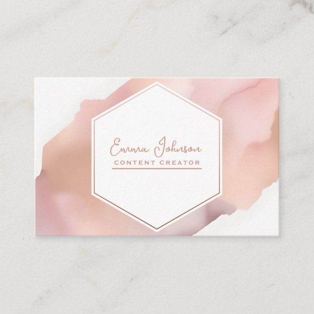 Rose Gold Aquarellhexagon Visitenkarte (Vorderseite)