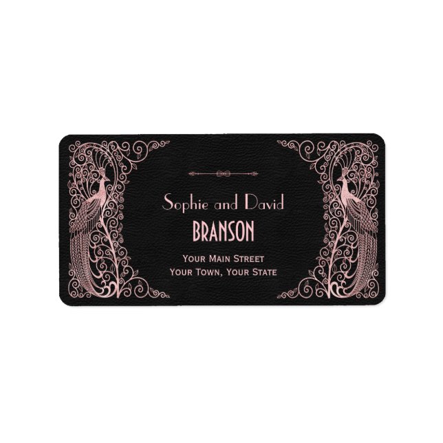 Rose Gold Art Deco Adressaufkleber (Vorne)