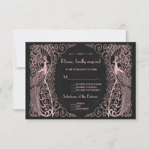 Rose Gold Art Deco Frieden Schwarze UAWG RSVP Karte