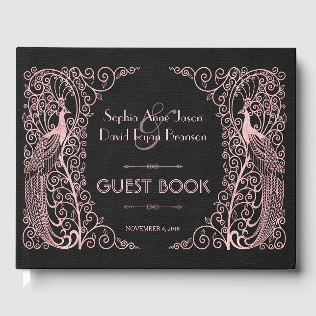 Rose Gold Art Deco Gästebuch (Vorderseite)