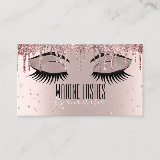 Rose Gold Artist Blush Makeup Lashes Glitzer Tropf Visitenkarte (Vorderseite)